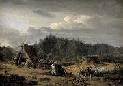 Fritz Petzholdt A Bog with Peat Cutters. Hosterkob, Sealand USA oil painting artist